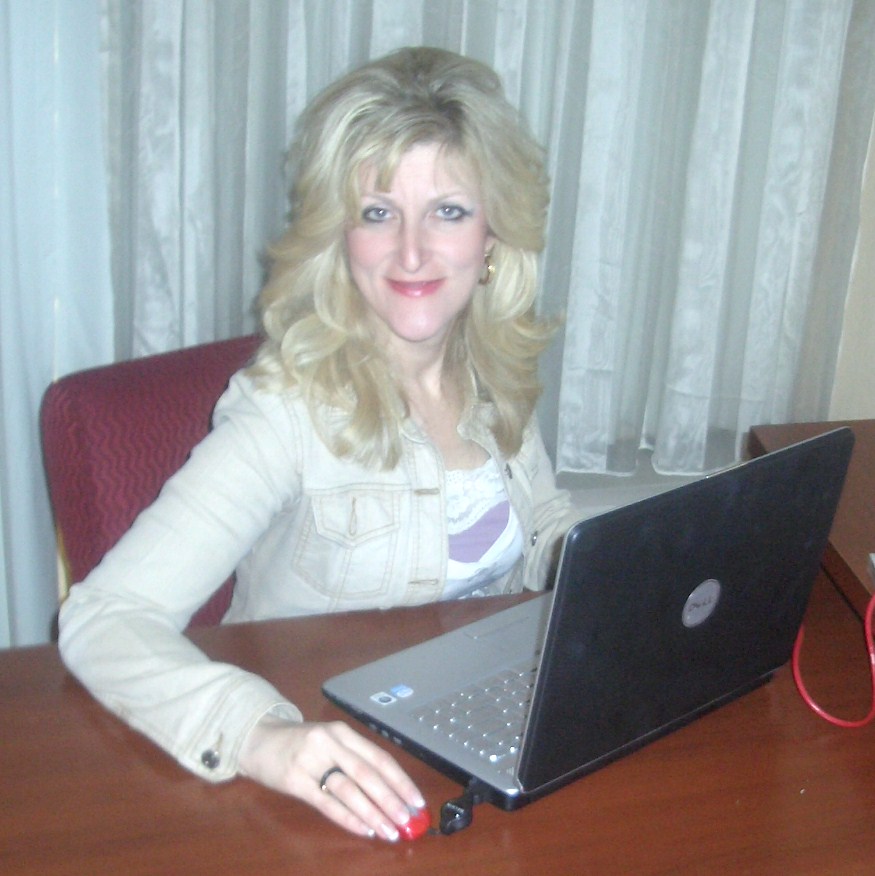Older Blonde Woman on Computer Internet