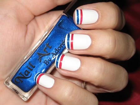 Blue and Red Stripe on White Fourth of July