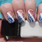 Bold White Stripes with Powerful Speckles Fourth of July Manicures