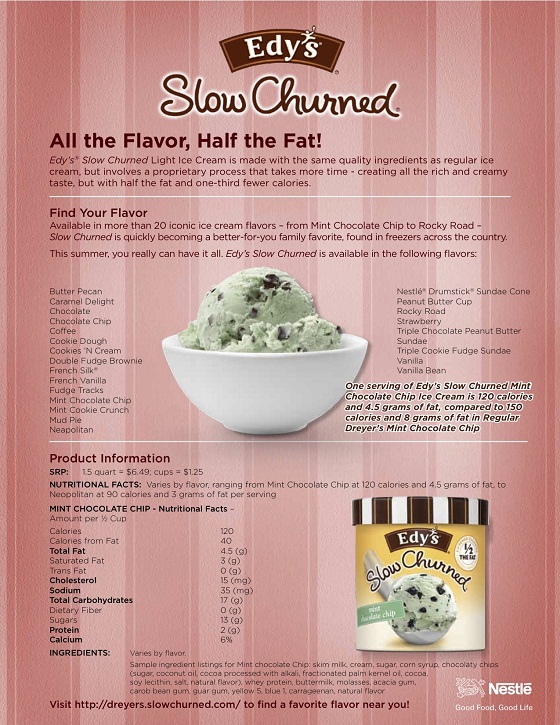 Edy's Slow Churned Product Fact Sheet