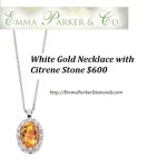 White Gold Necklace with Citrene Stone Emma Parker Diamonds