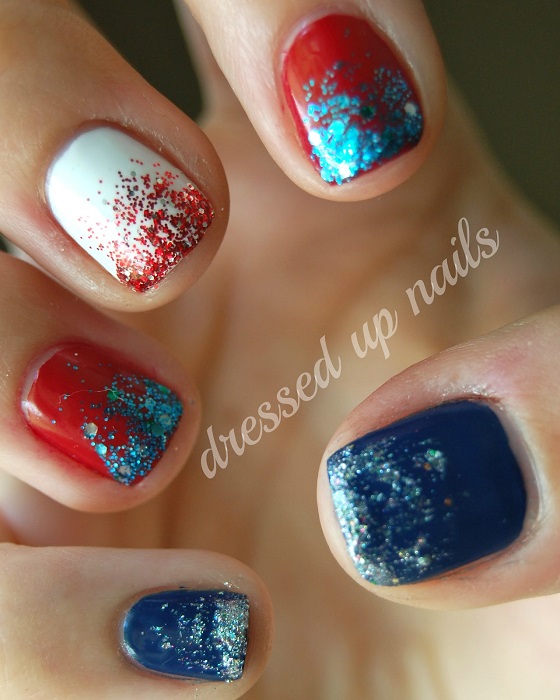 color and sparkle fourth of July Manicure dress up nails