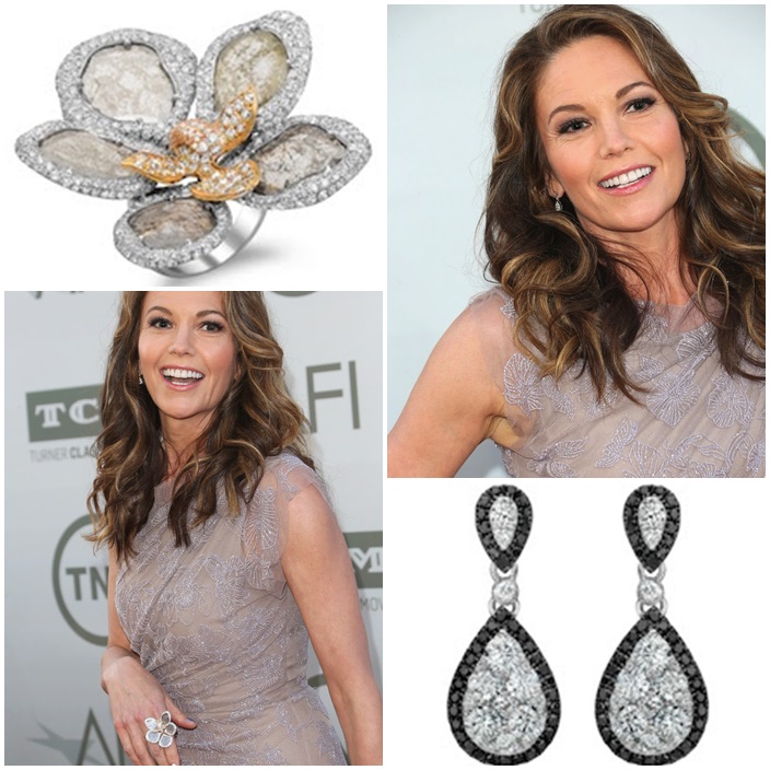 Diane Lane Demarco diamond ring Le Vian diamond earrings