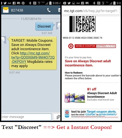 Screenshot of Discreet Mobile Coupon