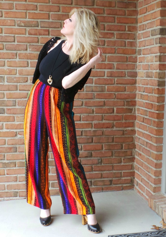 1970s Jumpsuit celebrity Still Blonde after all these Years graphic pants Farrah Hair