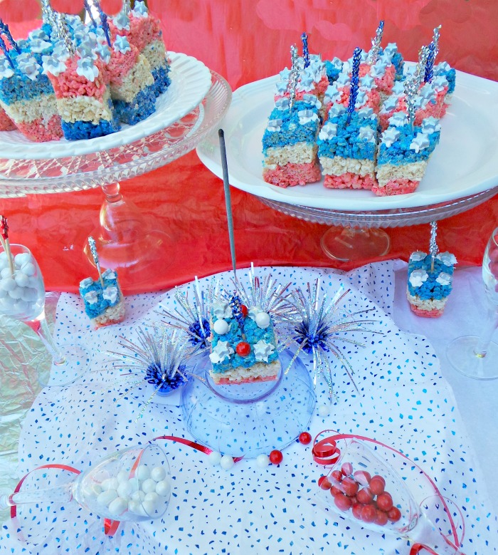 layered Crispy Rice Krispies 4th of July food crafts for Kids Patriotic Treat