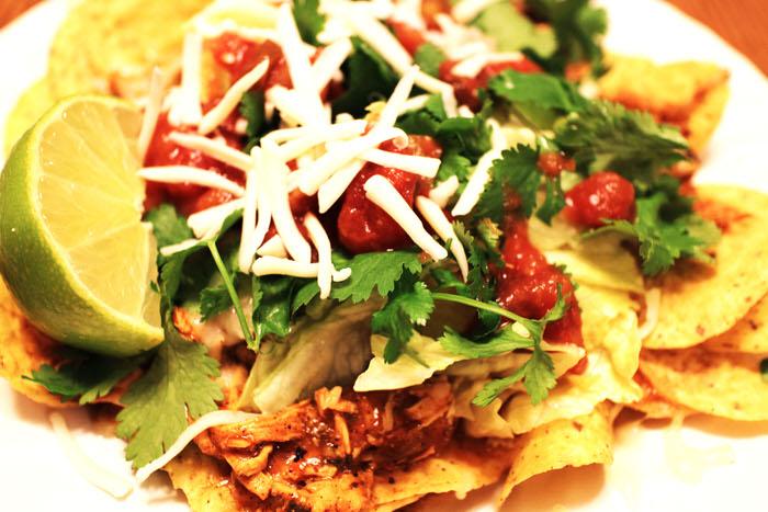 Cilantro Lime Shredded Chicken Nachos