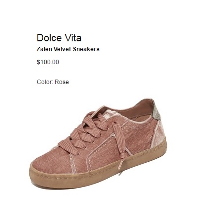 Dolce Vita Zalen Velvet Cute pink sneakers
